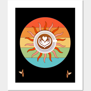 Warm your heart and soul with coffee, retro style sun Posters and Art